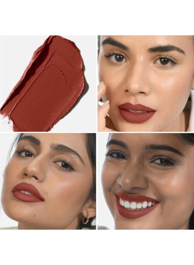Kiro Moist Matte Lipstick - Spicy Cinnamon (Rust Brown), 4.2g | Super-Pigmented, Long-Lasting, Moisturizing, Non-Drying, Non-Feathering, Smudge Proof | Skin Care Infused with Natural Oils - Image 4